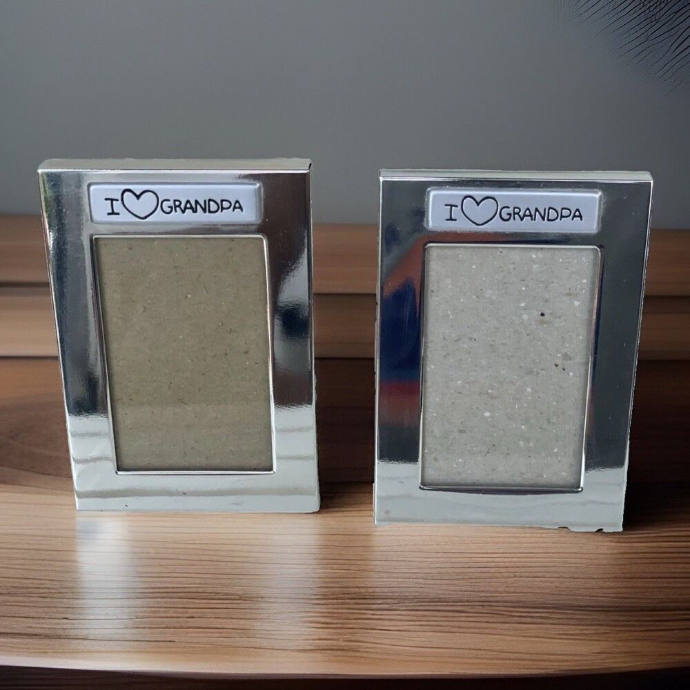 Vintage Lot of Burnes of Boston Silver Plated "I ❤️ Grandpa" Picture Frames